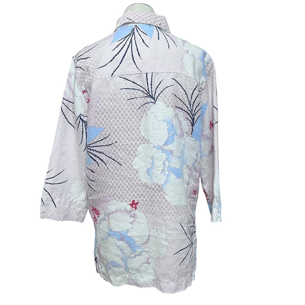 Vintage Linen Oriental Japanese Beach Vacation Outfit JPR Button Up Shirt Sz M - Picture 5 of 12